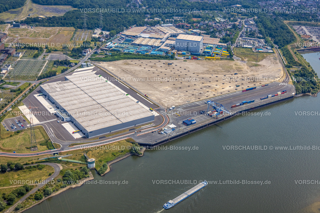Duisburg220702550 | Luftbild, logport VI, Baustelle mit Neubau Logistikunternehmen DSV Halle, Alt-Walsum, Duisburg, Ruhrgebiet, Nordrhein-Westfalen, Deutschland