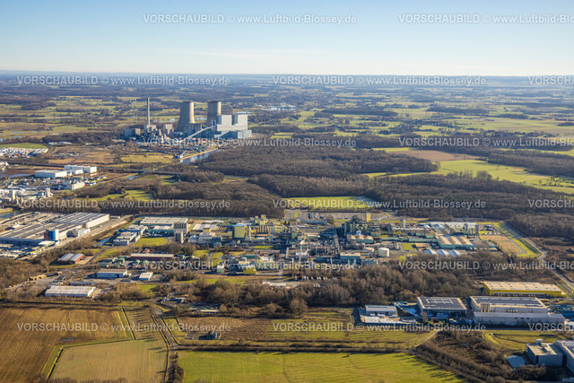 Hamm240105044 | Luftbild, Du Pont de Nemours Deutschland Chemiewerk Uentrop, hinten RWE Kraftwerk Westfalen, Uentrop, Hamm, Ruhrgebiet, Nordrhein-Westfalen, Deutschland