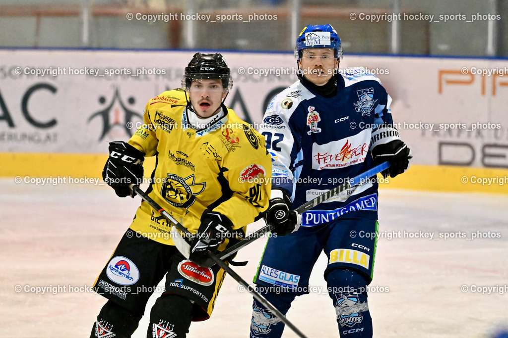 ESC Steindorf vs. MET PHOTOVOLTAIK HORNETS SPITTAL | #90 Ogertschnig Joshua EC Hornets Spittal, #92 Ratz Patrick ESC Steindorf, ESC Steindorf vs. MET PHOTOVOLTAIK HORNETS SPITTAL, ESC Steindorf vs. MET PHOTOVOLTAIK HORNETS SPITTAL am 26.10.2024 in Steindorf (Ossiachersee Halle), Austria, (Photo by Bernd Stefan)