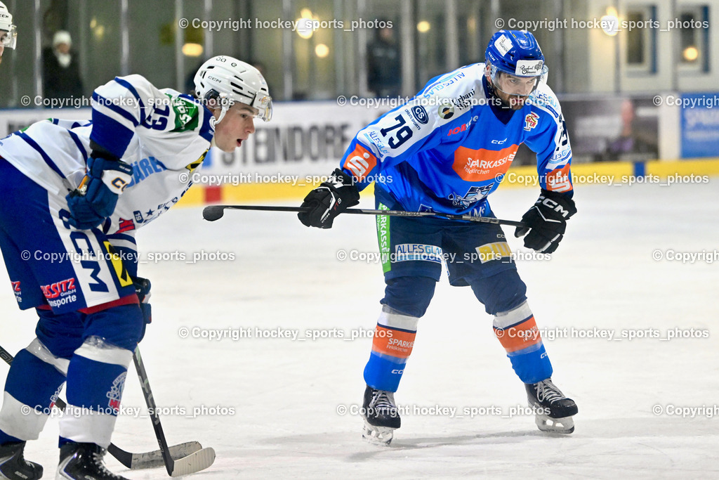 ESC SPARKASSE STEINDORF vs. UECR Huben  | #73 Kügler Johannes UECR EISBÄREN HUBEN, #79 Petrik Benjamin ESC Steindorf, ESC SPARKASSE STEINDORF vs. UECR Huben , ESC SPARKASSE STEINDORF vs. UECR Huben  am 06.02.2026 in Steindorf (Ossiachersee Halle), Austria, (Photo by Bernd Stefan)
