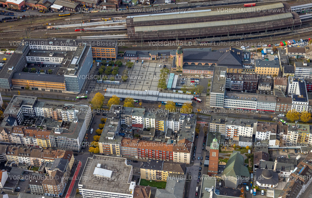 Hagen251101197 | Luftbild, Hbf Hauptbahnhof mit Bahnhofsvorplatz, Mittelstadt, Hagen, Ruhrgebiet, Nordrhein-Westfalen, Deutschland