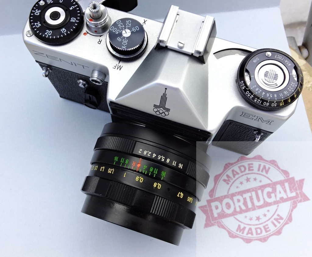Zenit EM camera 1980 Moscow Olympics edition | Vintage Zenit EM film SLR camera, a classic piece of photography history - Realized with Pictrs.com