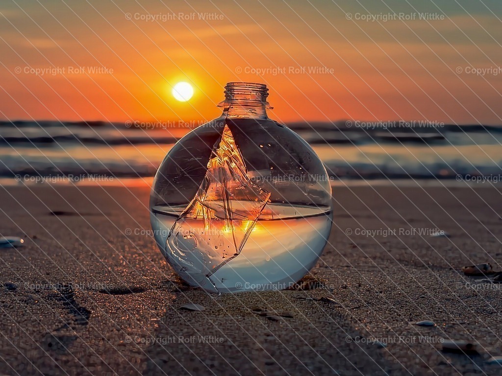 Glasflasche | Sunset through a glass bottle - Realisiert mit Pictrs.com