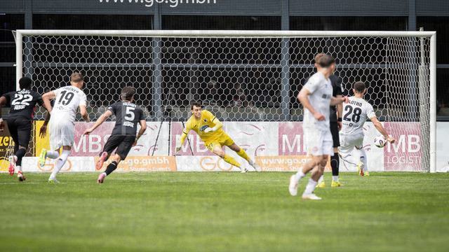 Viktoria Koeln vs. SV Wehen Wiesbaden, 11.04.2026 | KOELN, GERMANY - APRIL 11, 2026:  Moritz Flotho (SV Wehen Wiesbaden, 28) scores by penalty to 2:1 during the 3rd division match between Viktoria Koeln vs. SV Wehen Wiesbaden at the Sportpark Hoehenberg on matchday 7 on April 11, 2026 in Koeln, Germany. DFL REGULATIONS PROHIBIT ANY USE OF PHOTOGRAPHS AS IMAGE SEQUENCES AND/OR QUASI-VIDEO.