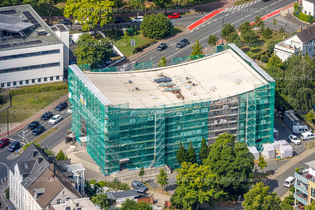 Hamm250700695Mitte | Luftbild, Städtische Musikschule Hamm, verhülltes Gebäude und Baustelle mit Neubau, Mitte, Hamm, Ruhrgebiet, Nordrhein-Westfalen, Deutschland