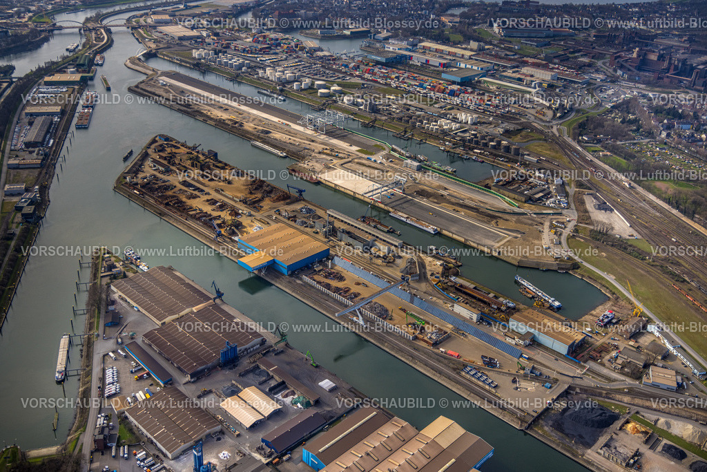 Duisburg240304241 | Luftbild, Duisport - Duisburger Hafen, Hafengebiet mit Ölinsel, Kohleninsel und Schrottinsel, Ruhrort, Duisburg, Ruhrgebiet, Nordrhein-Westfalen, Deutschland, Duisburg-N