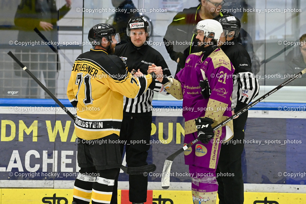 EC Kellerberg vs. EC Arnoldstein | #71 Bachlechner Markus EC Arnoldstein, #21 Pettauer Christoph EC Kellerberg, Eicher Herbert Referee, EC Kellerberg vs. EC Arnoldstein, EC Kellerberg vs. EC Arnoldstein am 31.01.2025 in Villach (Stadthalle Villach), Austria, (Photo by Bernd Stefan)