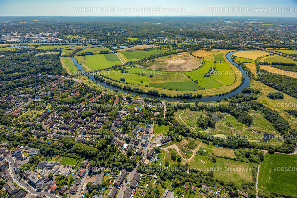 Oberhausen230704929 | Luftbild, Styrumer Ruhrbogen, Bodendeponie, Windrad, Alstede Ruhrdeich, Fluss Ruhr, Alstaden, Oberhausen, Ruhrgebiet, Nordrhein-Westfalen, Deutschland