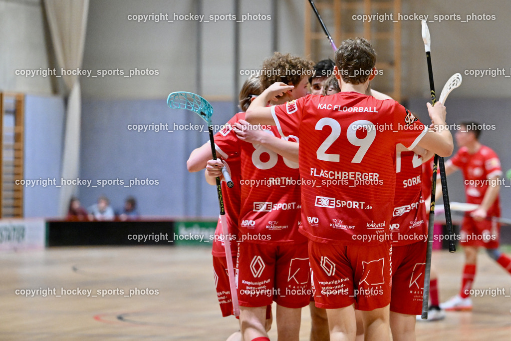 KAC Floorball vs. VSV Unihockey | Jubel KAC Floorball, #29 Anze Brajic VSV Unihockey, KAC Floorball vs. VSV Unihockey, KAC Floorball vs. VSV Unihockey am 21.03.2026 in Klagenfurt (Ballspielhalle Waidmannsdorf), Austria, (Photo by Bernd Stefan)