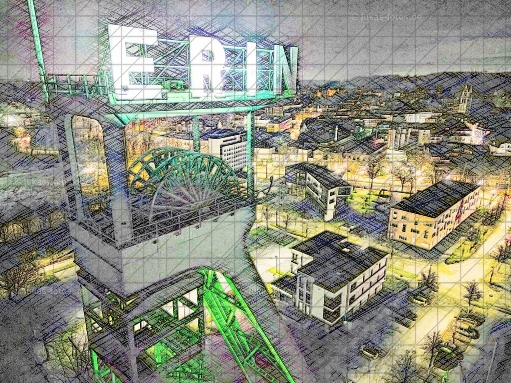 2024-02-28 SKETCH Erinturm bei Nacht kein Licht beim N Foto Jens Lukas 2 | Luftbilder Castrop-Rauxel und Fotos vom VfL Bochum kaufen im Webshop der Bilder von Jens Lukas: lukas-fotos - Realisiert mit Pictrs.com
