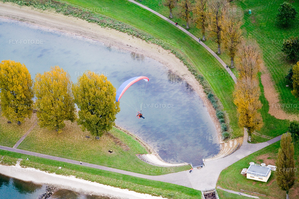 Luftbild: Rapppenwörth Rheinstrandbad im Ortsteil Daxlanden in Karlsruhe im Bundesland Baden-Württemberg in Deutschland. Foto: IMG_13806.jpg vom 08.10.2008 durch Werner Riehm/FLY-FOTO.de