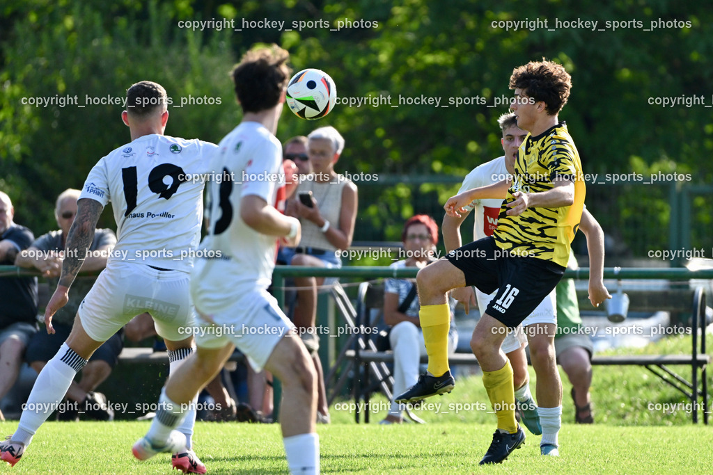FC Faakersee vs. Rapid Lienz  | #19 Gal Zinic Rapid Lienz, #16 Tobias Felix Waldner FC Faakersee, FC Faakersee vs. Rapid Lienz , FC Faakersee vs. Rapid Lienz  am 04.08.2024 in Faakersee (Sportplatz Faakersee), Austria, (Photo by Bernd Stefan)