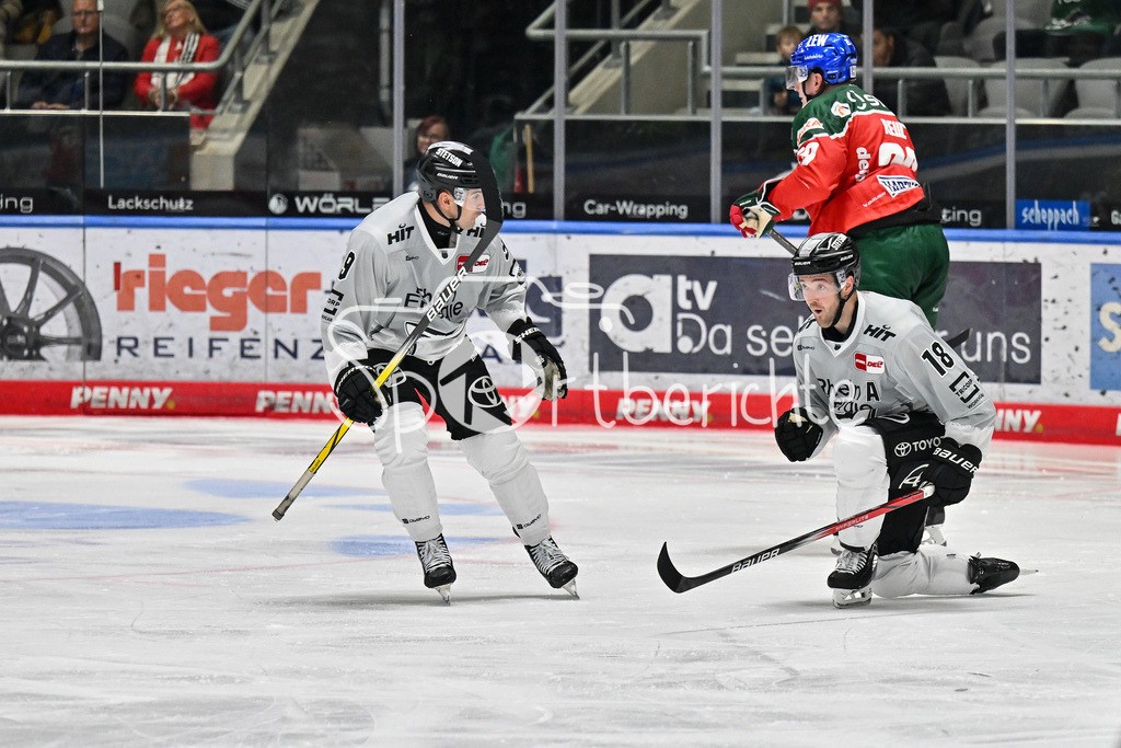 Augsburger Panther - Kölner Haie | Jubel der Haie nach dem Treffer zum 3-5 durch Josh CURRIE (Koelner Haie #18) / Freude / Happy / Tor / Torschuezte / DEL: Augsburger Panther - Kölner Haie, Curt Frenzel Stadion am 29.09.2024