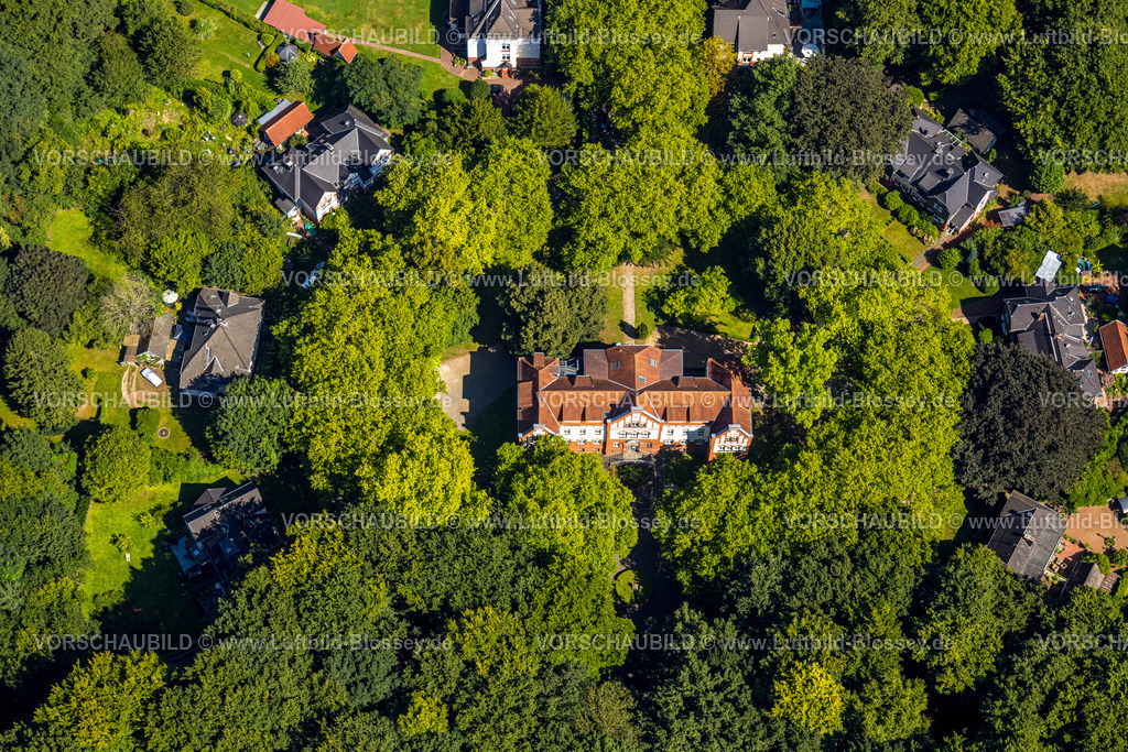 Gladbeck250800624 | Luftbild, Musikschule der Stadt Gladbeck, Bernskamp im Waldgebiet, Rentfort, Gladbeck, Ruhrgebiet, Nordrhein-Westfalen, Deutschland