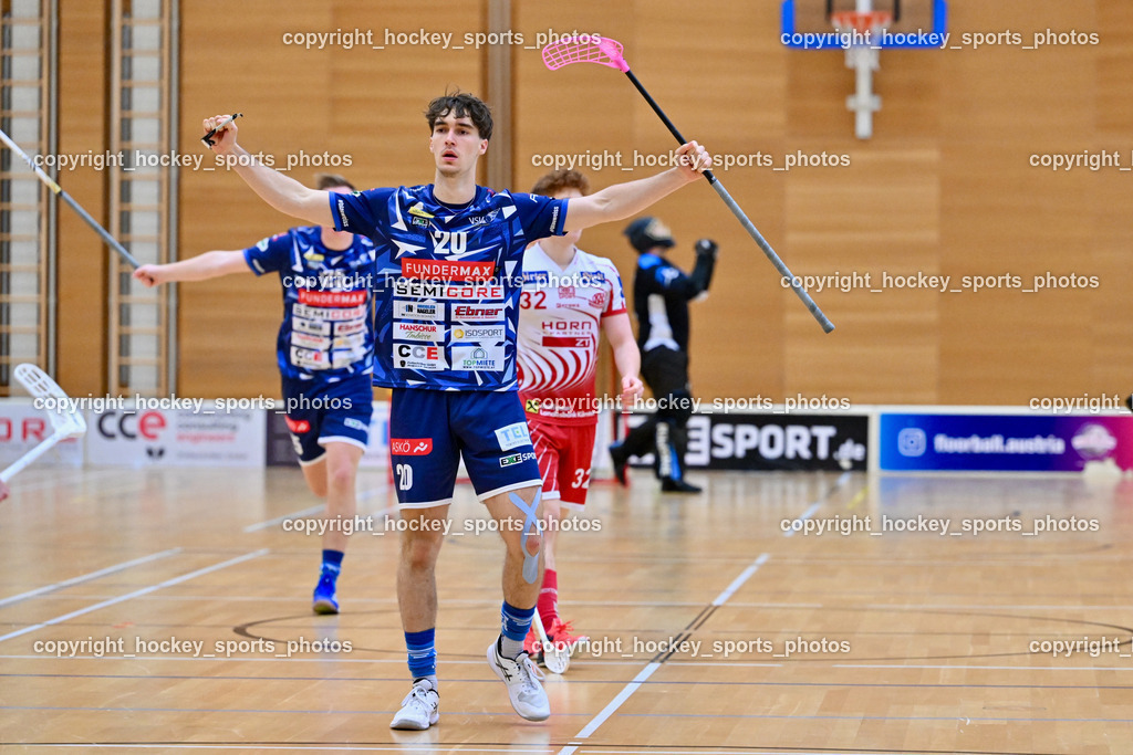 VSV Unihockye vs. KAC Floorball | Jubel #20 David Gredler VSV Unihockey, VSV Unihockye vs. KAC Floorball, VSV Unihockye vs. KAC Floorball am 13.04.2025 in Villach (Ballspielhalle St. Martin), Austria, (Photo by Bernd Stefan)
