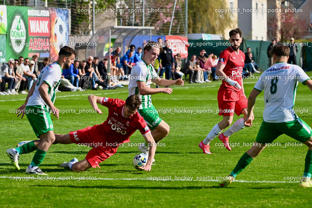 SV Donau Klagenfurt vs. SAK | #19 Sufjan Sulemani SV Donau,  #11 Luka Jerin SAK, #24 Jovan Koprivica SAK, #8 Luca Thaler SV Donau, SV Donau Klagenfurt vs. SAK, SV Donau Klagenfurt vs. SAK am 11.04.2026 in Klagenfurt (Sportplat Donau ), Austria, (Photo by Bernd Stefan)