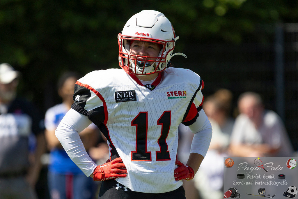 GFLW 1: German Football League Women 1: Rodgau Pioneers Ladies - Stuttgart Scorpions Sisters, 07.06.2026 | Hanna Marina Gandowitz (Stuttgart Scorpions Sisters #11), Freisteller, Portrait / Porträt, Rodgau Pioneers Ladies - Stuttgart Scorpions Sisters, Rodgau, Maingau-Energie-Stadion "Am Weichsee", 7.6.2026 - Realisiert mit Pictrs.com