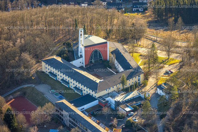 Lennestadt250309678MariaKoenigin | Luftbild, Klosterkirche Gymnasium Maria Königin, Altenhundem, Lennestadt, Sauerland, Nordrhein-Westfalen, Deutschland