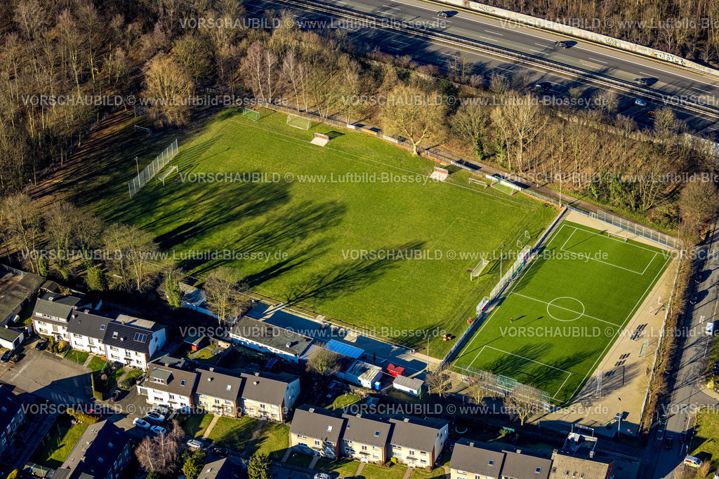 Castrop-Rauxel240106781 | Luftbild, Fußballstadion TuS Henrichenburg, Sportplatz an der Lambertstrasse, Autobahn A2 Verkehrssituation, Henrichenburg, Castrop-Rauxel, Ruhrgebiet, Nordrhein-Westfalen, Deutschland