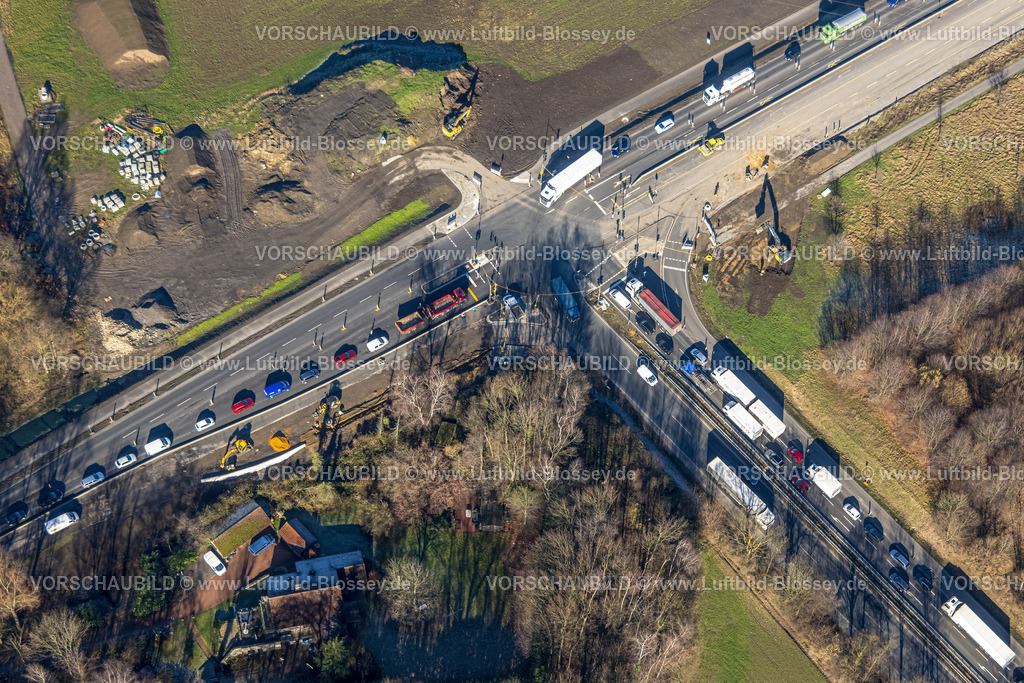 Luenen230203593 | Luftbild, Baustelle an der Einmündung Bundesstraße 236 und Bundesstraße 54, 4-spuriger Ausbau, Brambauer, Lünen, Ruhrgebiet, Nordrhein-Westfalen, Deutschland