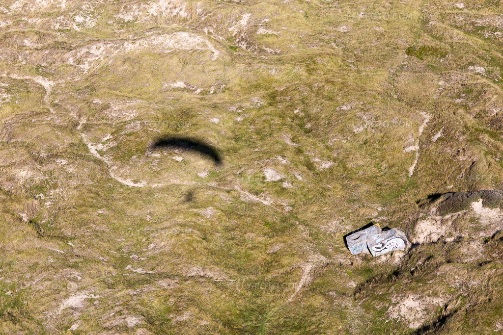Aerial view: Bunkers in the dunes in Fanø in the state South Denmark, Denmark.Photo: IMG_118632.jpg taken on 09/21/2019 by Werner Riehm/FLY-FOTO.comResolution of the original: 5472 x 3648 px