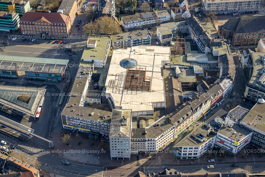 Bottrop250202629Mitte | Luftbild, Innenstadtansicht und Einkaufszentrum Hansa Center, Altstadt, Bottrop, Ruhrgebiet, Nordrhein-Westfalen, Deutschland