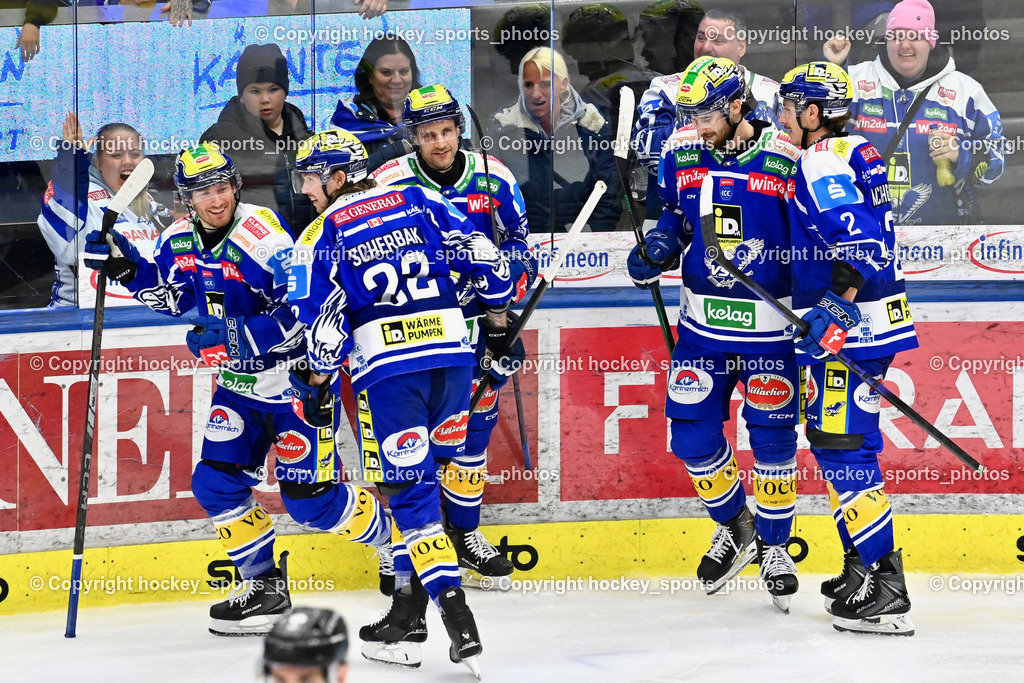 EC IDM WÄRMEPUMPEN VSV vs. Steinbach Black Wings Linz | Jubel EC VSV Mannschaft, #16 Kevin Hancock EC VSV, #42 Alex Wall EC VSV, #8 Maximilian Rebernig EC VSV, #2 Dylan MacPherson EC VSV, #8 Maximilian Rebernig EC VSV, EC IDM WÄRMEPUMPEN VSV vs. Steinbach Black Wings Linz, EC IDM WÄRMEPUMPEN VSV vs. Steinbach Black Wings Linz am 04.03.2026 in Villach (Stadthalle Villach), Austria, (Photo by Bernd Stefan)