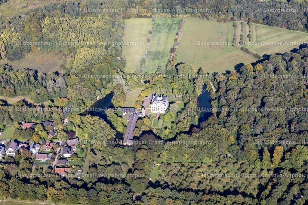 Lufbilder Mönchengladbach-3 | Gebäude und Schloßpark- Anlagen des Wasserschloß "Haus Horst"Haus Horst"an der Straße Palandweg in Mönchengladbach - Realisiert mit Pictrs.com