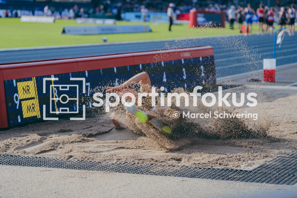 Deutsche Meisterschaften der Frauen und Männer 2026 | Simon Batz, MTG Mannheim, Weitsprung, Deutsche Meisterschaften der Frauen und Männer 2026, Lohrheidestadion Bochum-Wattenscheid, 25.07.2026. Foto: Marcel Schwering / sportimfokus - Realisiert mit Pictrs.com