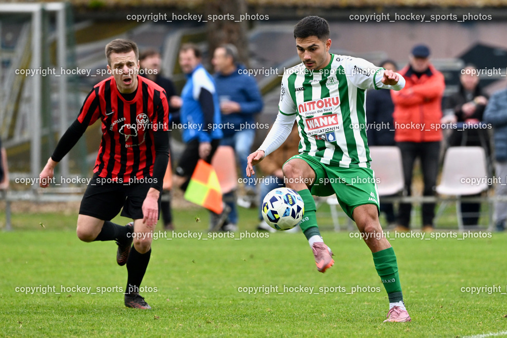 SV Donau vs. FC Nussdorf Debant | #4 Tobias Jeller FC Nussdorf Debant, #49 Damjan Jovanovic SV Donau, SV Donau vs. FC Nussdorf Debant, SV Donau vs. FC Nussdorf Debant am 08.11.2025 in Klagenfurt (Sportplatz Donau), Austria, (Photo by Bernd Stefan)