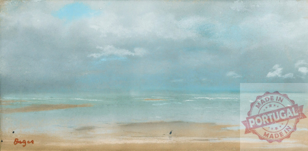 Edgar Degas Edgar Degas pastel seascape with cloudy sky | Pastel drawing featuring a tranquil seascape with a vast cloudy sky over the ocean - Realisiert mit Pictrs.com