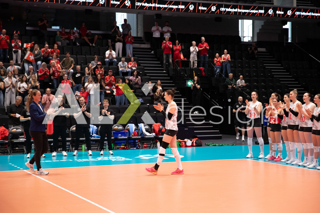 Georgia v Switzerland - CEV European League Women | KRIENS, SWITZERLAND - JUNE 12: JULIE LENGWEILER of Switzerland after the CEV European League match between Georgia and Switzerland at Pilatus Arena on June 12, 2026 in Kriens, Switzerland. - Realisiert mit Pictrs.com