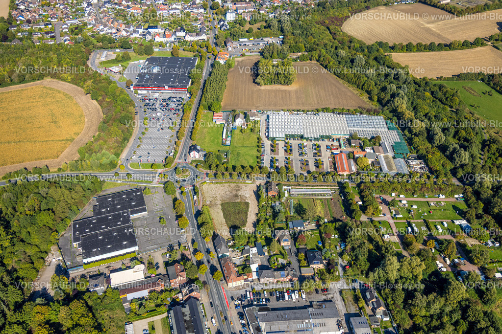 Hamm250901606 | Luftbild, Kreisverkehr Sachsring und Münsterstraße, Gartencenter Bintig GmbH und Kaufland Supermarkt, Stadtbezirk Heessen, Hamm, Ruhrgebiet, Nordrhein-Westfalen, Deutschland