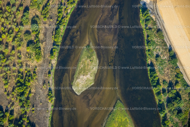 Wesel220806178 | Luftbild, Lippemündungsraum, Naturschutzgebiet Lippemündung, Flusslauf, Sandbänke, Delta, Insel, Wesel, Ruhrgebiet, Nordrhein-Westfalen, Deutschland