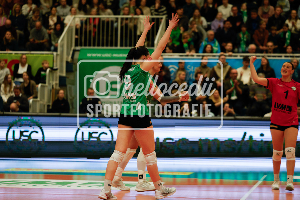 Volleyball I Frauen I Saison 2025-2026 I Bundesliga I 17. Spieltag I USC Münster - VfB Suhl LOTTO Thüringen I 07.02.2026-79 | Emilia Jordan (9, USC Münster) - Realisiert mit Pictrs.com