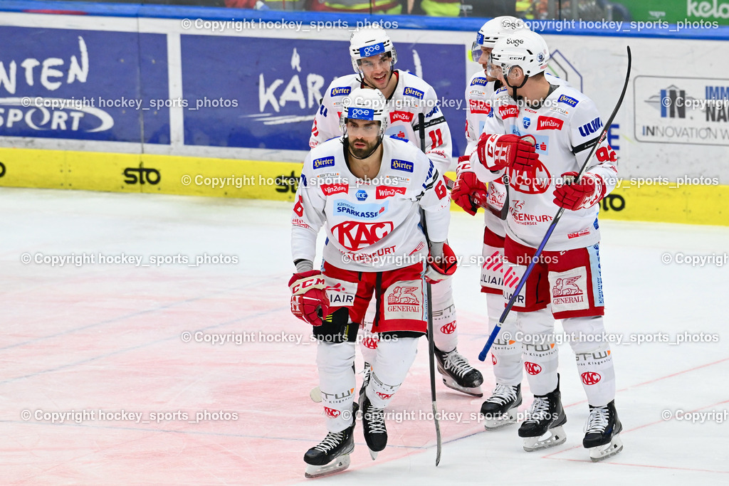 EC IDM Wärmepumpen VSV vs. EC KAC 12.3.2023 | Jubel EC KAC Mannschaft, #6 #47 Despres Simon, #1 Lamoureux Jean Philippe, #6 Lessio Lucas, #11 Haudum Lukas, #92 Unterweger Clemens