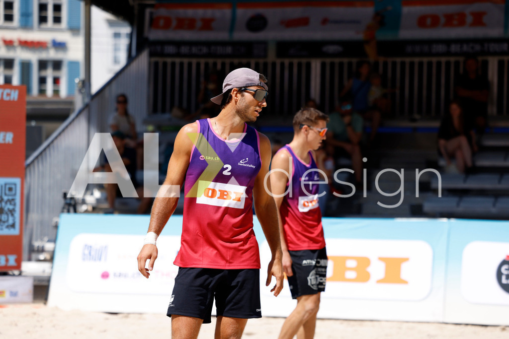 Obi BeachTour 2026 - Basel | BASEL, SWITZERLAND - JULY 18: GAÉTAN JAUFFRET (SUI) during the Obi BeachTour 2026 match between MASSEREY / SCHNEGG (SUI) and BORTOLUZZI / JAUFFRET (SUI) at Barfüsserplatz on July 18, 2026 in Basel, Switzerland. - Realisiert mit Pictrs.com