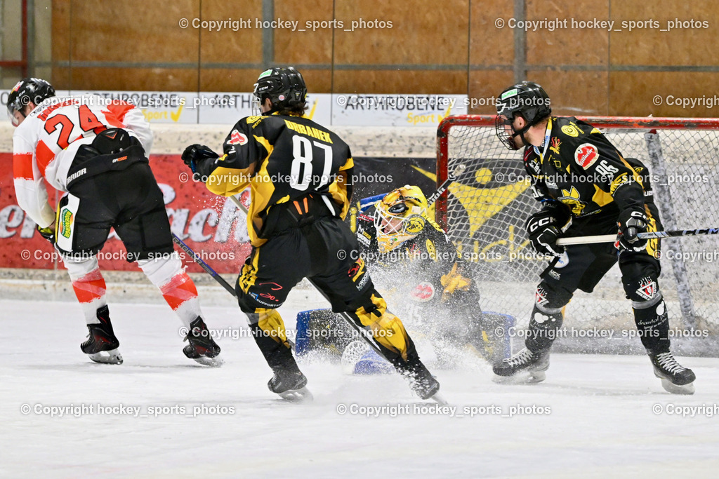 EC MET PHOTOVOLTAIK HORNETS SPITTAL vs. EV ZELTWEG MURTAL LIONS | #96 Peharz Joshua EC Hornets Spittal, #35 Egger Luca EC Hornets Spittal, #87 Urbanek Martin EC Hornets Spittal, #24 Grüneis Michael EV ZELTWEG MURTAL LIONS, EC MET PHOTOVOLTAIK HORNETS SPITTAL vs. EV ZELTWEG MURTAL LIONS, EC MET PHOTOVOLTAIK HORNETS SPITTAL vs. EV ZELTWEG MURTAL LIONS am 08.02.2026 in Spittal an der Drau (Eissportzentrum Spittal), Austria, (Photo by Bernd Stefan)