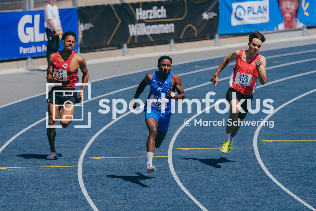 Deutsche Meisterschaften U20 / U16 2026 | Oskar Krauss, Eintracht Frankfurt e.V., 473, Alvin Mawumba, TV Wattenscheid 01, 1666, Linus Kremling, LG Landkreis Roth, 323, 200-Meter-Lauf, Halbfinale, Deutsche Meisterschaften der U20 &amp; U16 2026, Lohrheidestadion Bochum-Wattenscheid, 12.07.2026. Foto: Marcel Schwering / sportimfokus - Realisiert mit Pictrs.com