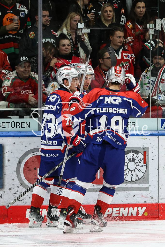 Augsburger Panther - Nürnberg ICE Tigers | Jubel der Gaeste nach dem Treffer zum 0-1 durch Daniel SCHMOELZ (NIT #25) / Freude / Tor / Torschuetze / DEL Retro Spiel
