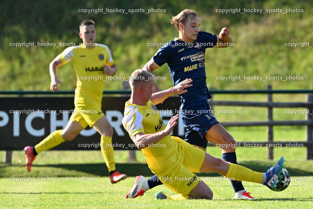 SV Malta vs. ATUS Velden | #6 Jakob Michael Ebner SV Malta, #3 Marlon Louis Winter ATUS Velden, SV Malta vs. ATUS Velden, SV Malta vs. ATUS Velden am 19.08.2025 in Malta (Sportplatz Malta), Austria, (Photo by Bernd Stefan)