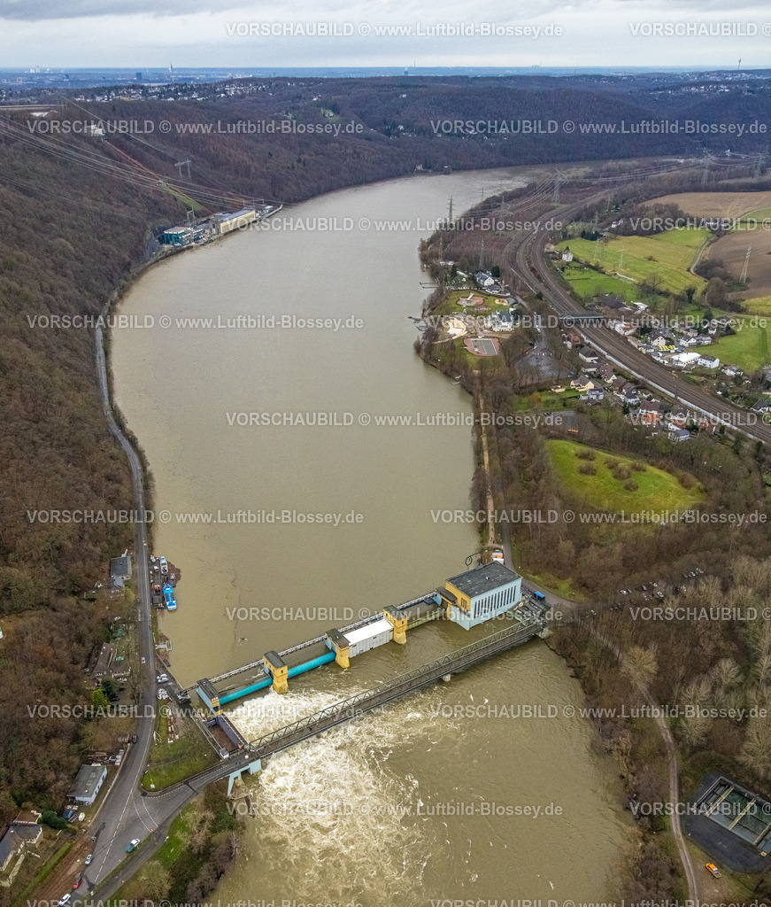 Hagen231201619Hengsteysee | Luftbild, Ruhrhochwasser, Weihnachtshochwasser 2023, starke Regenfälle,  Boele, Hagen, Ruhrgebiet, Nordrhein-Westfalen, Deutschland