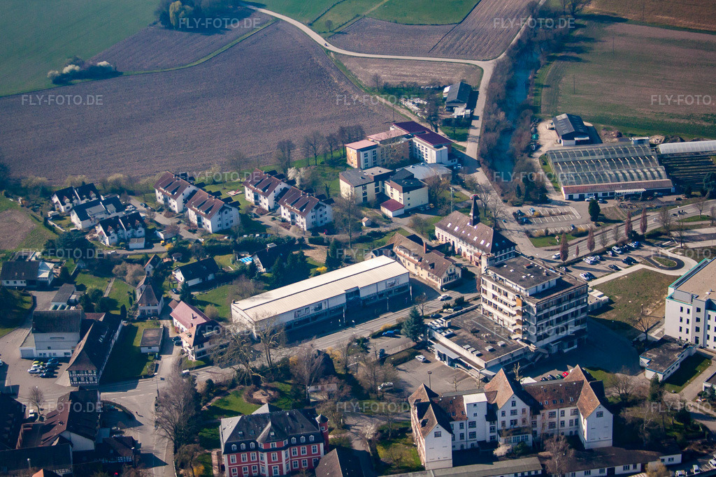 Luftbild: Epilepsiezentrum Kork im Ortsteil Kork in Kehl im Bundesland Baden-Württemberg in Deutschland. Foto: IMG_62918.jpg vom 09.03.2014 durch Werner Riehm/FLY-FOTO.deDiakonie Kork