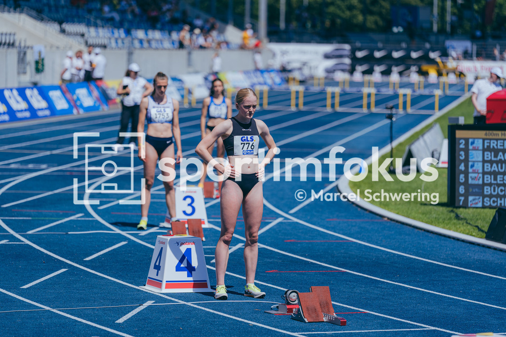 DM U23 U18 Bochum 2026 | Inke Baumfalk (VfL Germania Leer), Startnummer 776, 400 Meter Hürden, Deutsche Meisterschaften der U18 &amp; U23 2026, Lohrheidestadion Bochum-Wattenscheid, 04.07.2026 Foto: Marcel Schwering / sportimfokus - Realisiert mit Pictrs.com