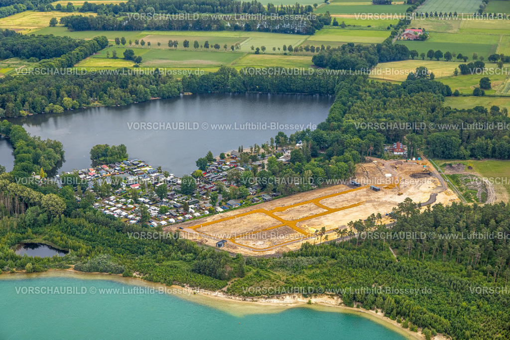 Haltern220604464 | Luftbild, Freizeitpark Dülmener See Ferienpark und Camping am Dülmener See, Baustelle Neubau Parkplatz, Lehmbraken, Haltern am See, Ruhrgebiet, Nordrhein-Westfalen, Deutschland