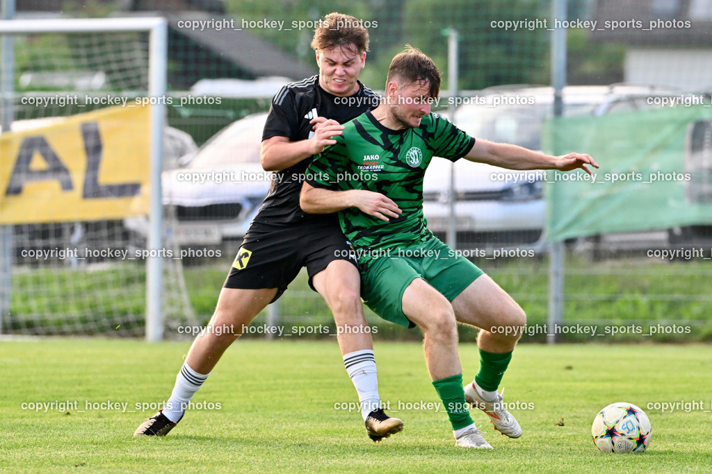 SC Landskron vs. Thal Assling  | #11 Pascal Oliver Kofler Thal Assling, #4 Ingo Mailänder SC Landskron, SC Landskron vs. Thal Assling , SC Landskron vs. Thal Assling  am 09.08.2024 in Villach (Sportanlage Landskron), Austria, (Photo by Bernd Stefan)