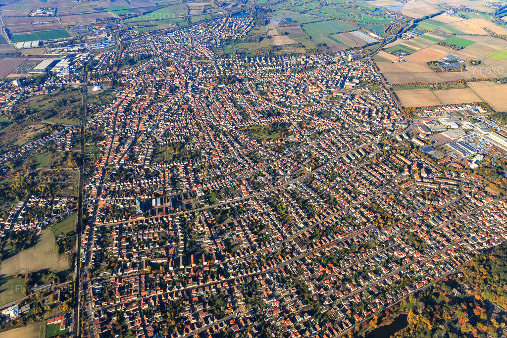 Luftbild: Stadtübersicht aus Süden in Schifferstadt im Bundesland Rheinland-Pfalz in Deutschland. Foto: IMG_095376.jpg vom 30.10.2016 durch Werner Riehm/FLY-FOTO.de