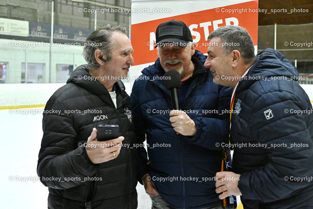 ESC Sparkasse Steindorf Meister 2025/26 | Ernst Krawgner Sport Fan, Rüdiger Wratschnig Sport Fan Moderator, Sektionsleiter ESC Steindorf Hans Tschernutter, ESC Sparkasse Steindorf Meister 2025/26, ESC Sparkasse Steindorf Meister 2025/26 am 08.03.2026 in Althofen (Stadthalle Althofen), Austria, (Photo by Bernd Stefan)