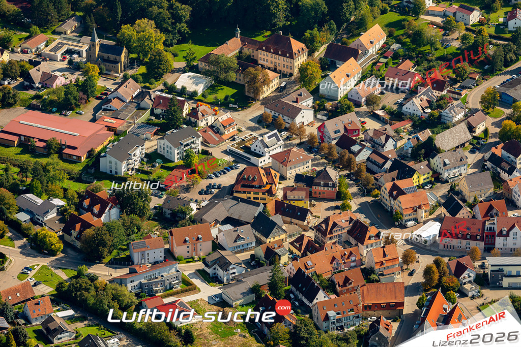 Luftaufnahme der Stadt Kupferzell - Die Luftaufnahme wurde 2025 vom UL-Flugzeug heraus erstellt ( keine Drohne ) - Hochauflösende Luftaufnahme - für professionelle Ausdrucke geeignet. Die Geschenkidee !Mit Lizenz und Bildrechte bestellbar