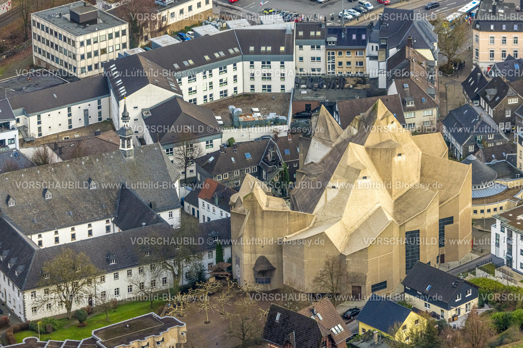 Velbert251200977Neviges | , Luftbild, Mariendom, Franziskaner Kloster, kath. Kirchengemeinde Maria Königin des Friedens, Neviges, Velbert, Bergisches Land, Nordrhein-Westfalen, Deutschland